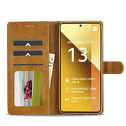 For Xiaomi Redmi Note 13 5G LC.IMEEKE Calf Texture Leather Phone Case(Brown)