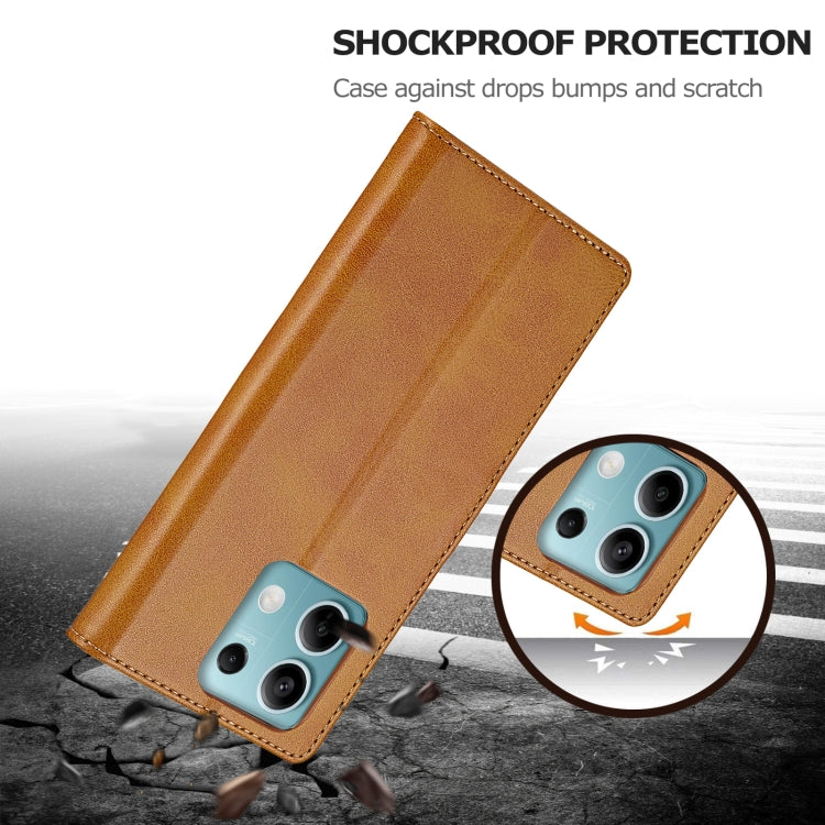 For Xiaomi Redmi Note 13 5G LC.IMEEKE Calf Texture Leather Phone Case(Brown)