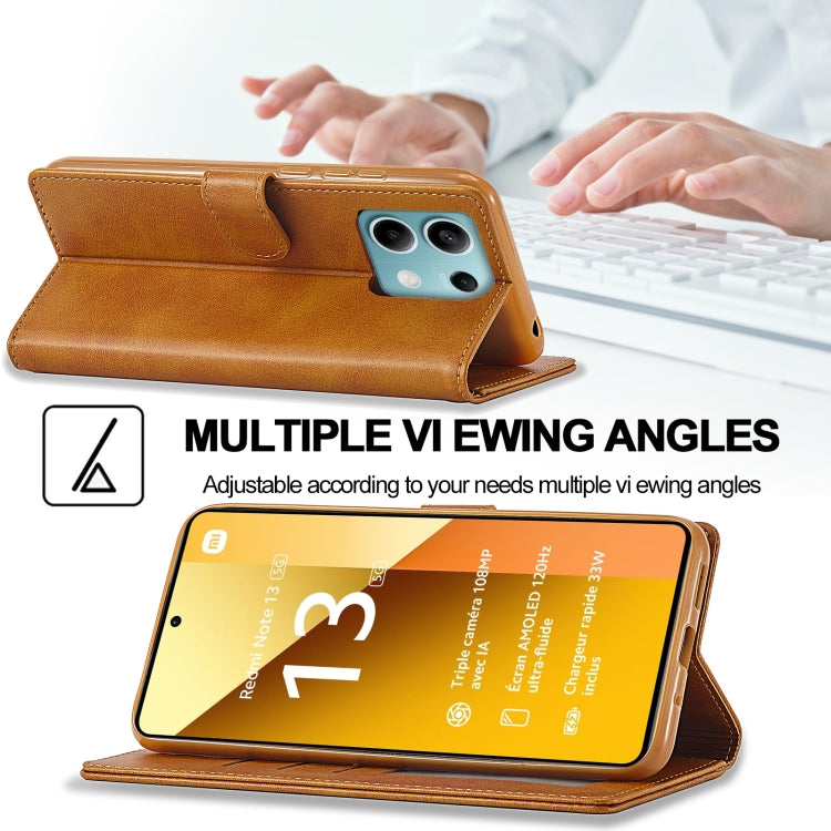 For Xiaomi Redmi Note 13 5G LC.IMEEKE Calf Texture Leather Phone Case(Brown)