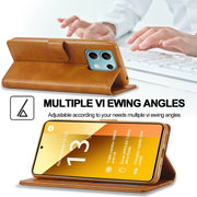 For Xiaomi Redmi Note 13 5G LC.IMEEKE Calf Texture Leather Phone Case(Brown)