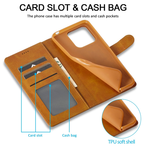 For Xiaomi Redmi Note 13 5G LC.IMEEKE Calf Texture Leather Phone Case(Brown)