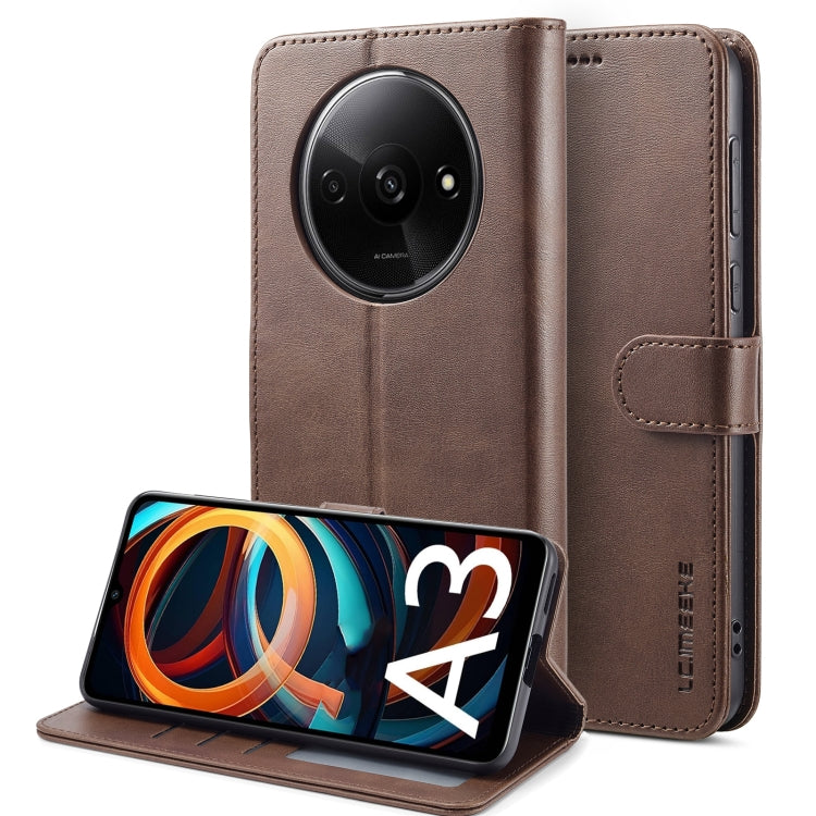 For Xiaomi Redmi A3 LC.IMEEKE Calf Texture Leather Phone Case(Coffee)
