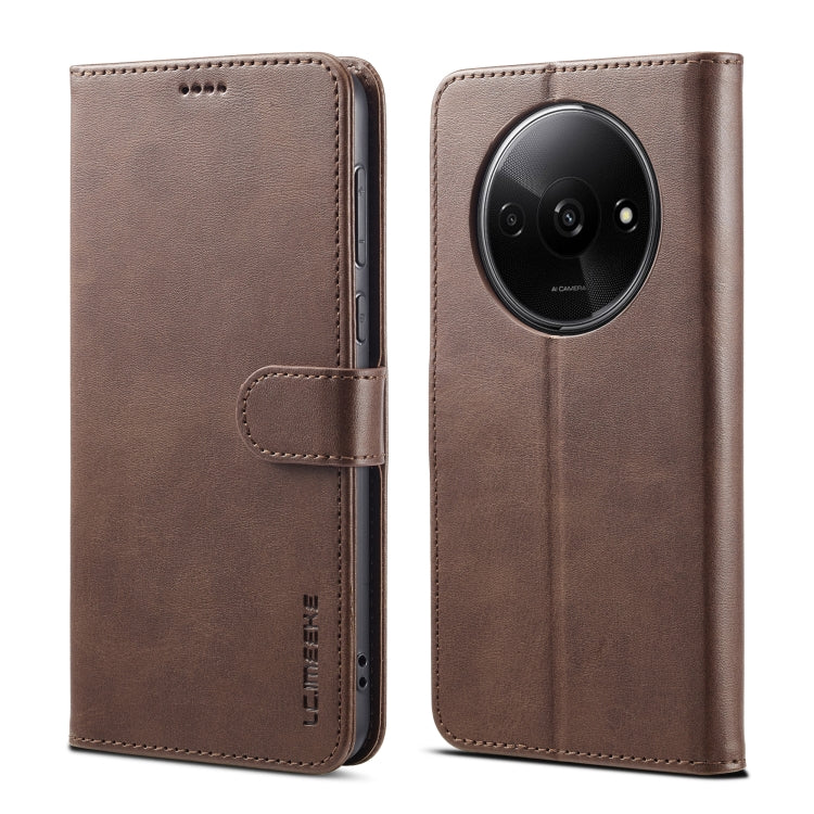 For Xiaomi Redmi A3 LC.IMEEKE Calf Texture Leather Phone Case(Coffee)
