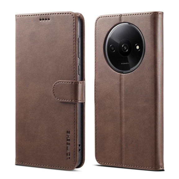 For Xiaomi Redmi A3 LC.IMEEKE Calf Texture Leather Phone Case(Coffee)