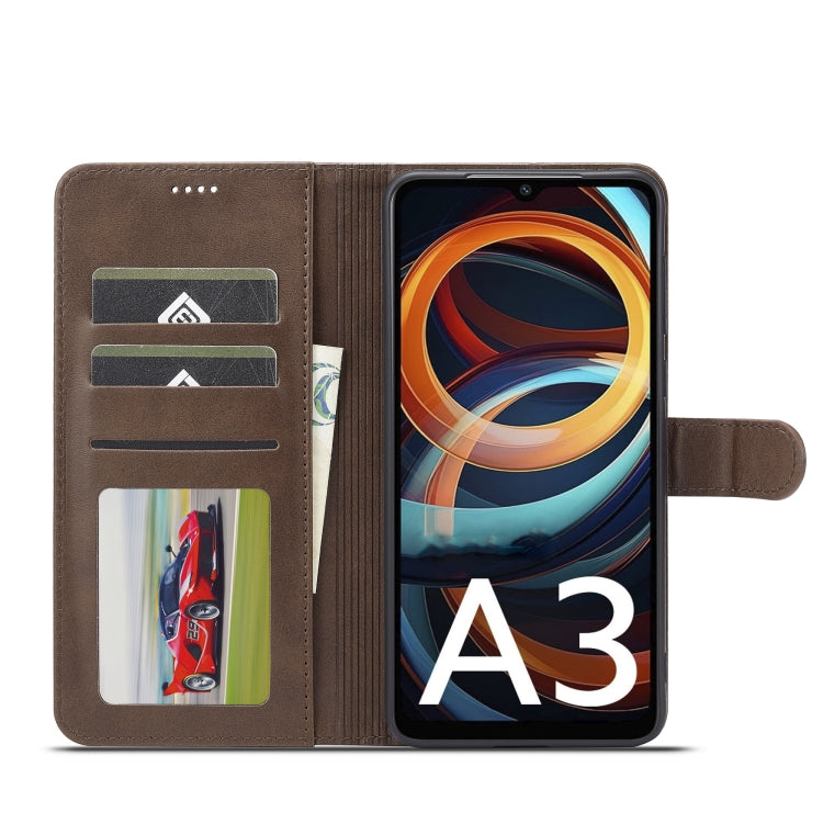 For Xiaomi Redmi A3 LC.IMEEKE Calf Texture Leather Phone Case(Coffee)