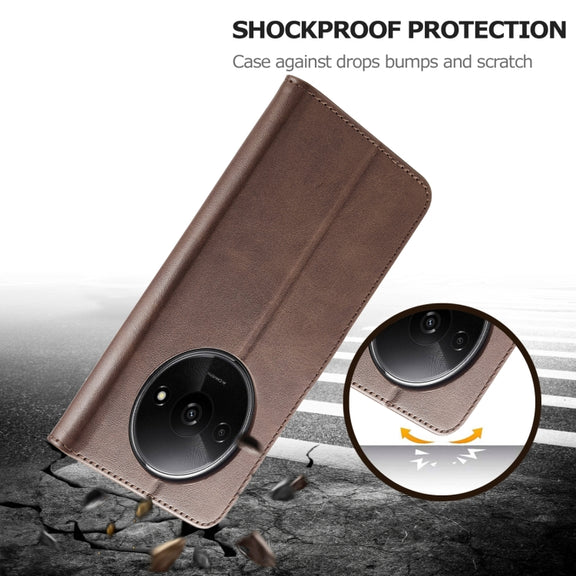 For Xiaomi Redmi A3 LC.IMEEKE Calf Texture Leather Phone Case(Coffee)