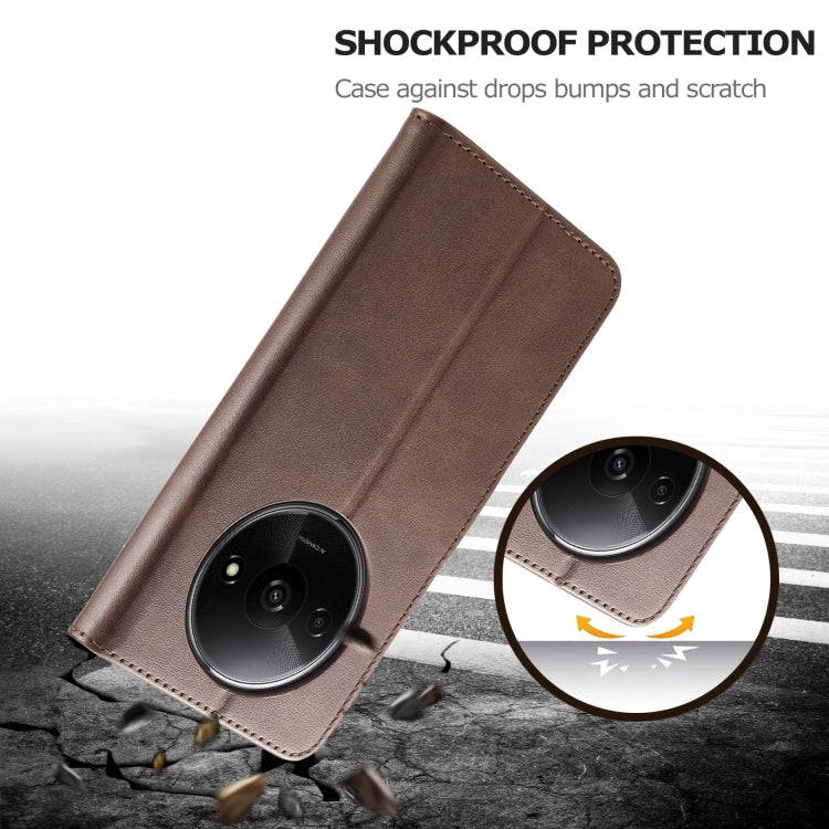For Xiaomi Redmi A3 LC.IMEEKE Calf Texture Leather Phone Case(Coffee)