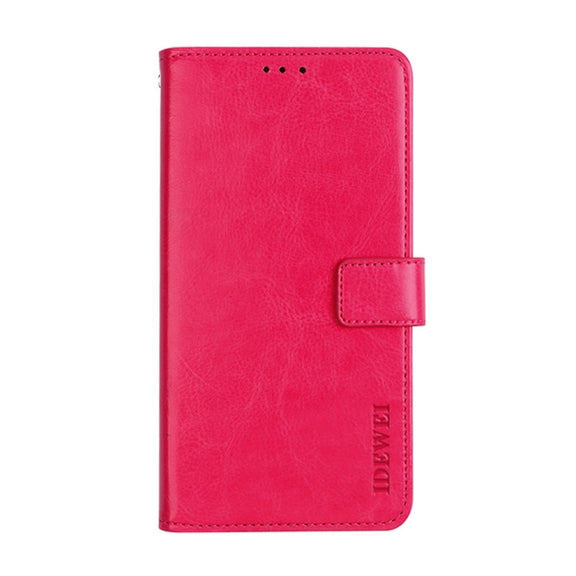 For T-Mobile REVVL 6 5G idewei Crazy Horse Texture Leather Phone Case with Holder(Rose Red)