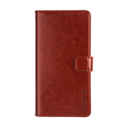 For T-Mobile REVVL 6 5G idewei Crazy Horse Texture Leather Phone Case with Holder(Brown)