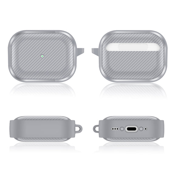 For AirPods Pro 2 Photo Frame Carbon Fiber Series Earphone Case(Dark Grey)
