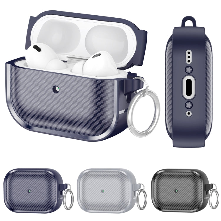 For AirPods Pro 2 Photo Frame Carbon Fiber Series Earphone Case(Dark Grey)