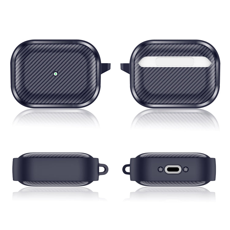For AirPods Pro Photo Frame Carbon Fiber Series Earphone Case(Dark Blue)
