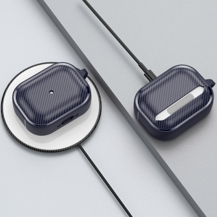 For AirPods Pro Photo Frame Carbon Fiber Series Earphone Case(Dark Blue)