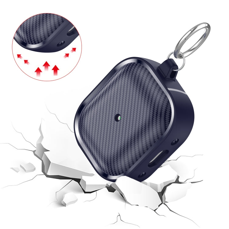 For AirPods 3 Photo Frame Carbon Fiber Series Earphone Case(Dark Blue)