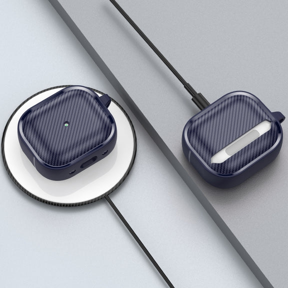 For AirPods 3 Photo Frame Carbon Fiber Series Earphone Case(Dark Blue)