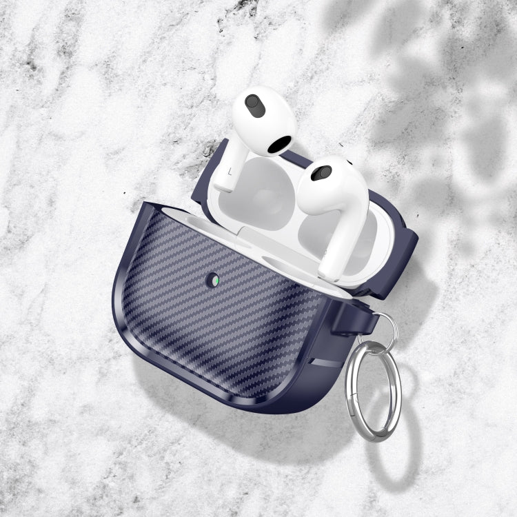 For AirPods 3 Photo Frame Carbon Fiber Series Earphone Case(Dark Blue)