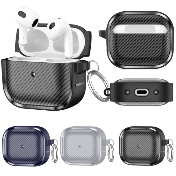 For AirPods 3 Photo Frame Carbon Fiber Series Earphone Case(Dark Blue)