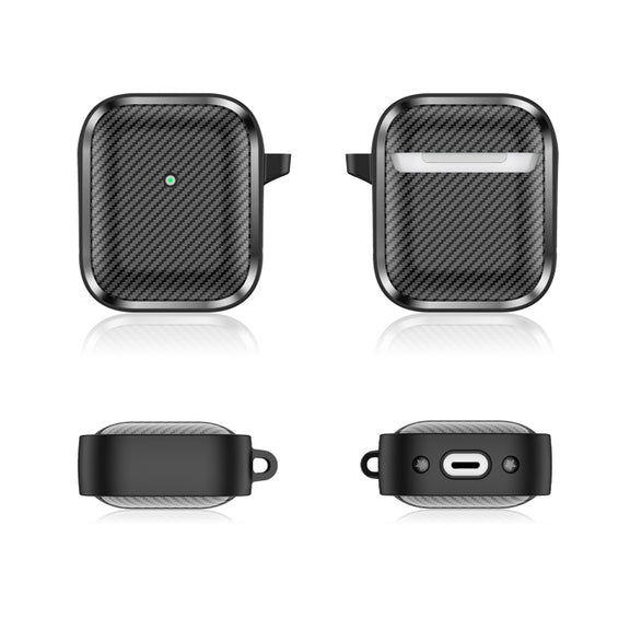 For AirPods 1 / 2 Photo Frame Carbon Fiber Series Earphone Case(Black)