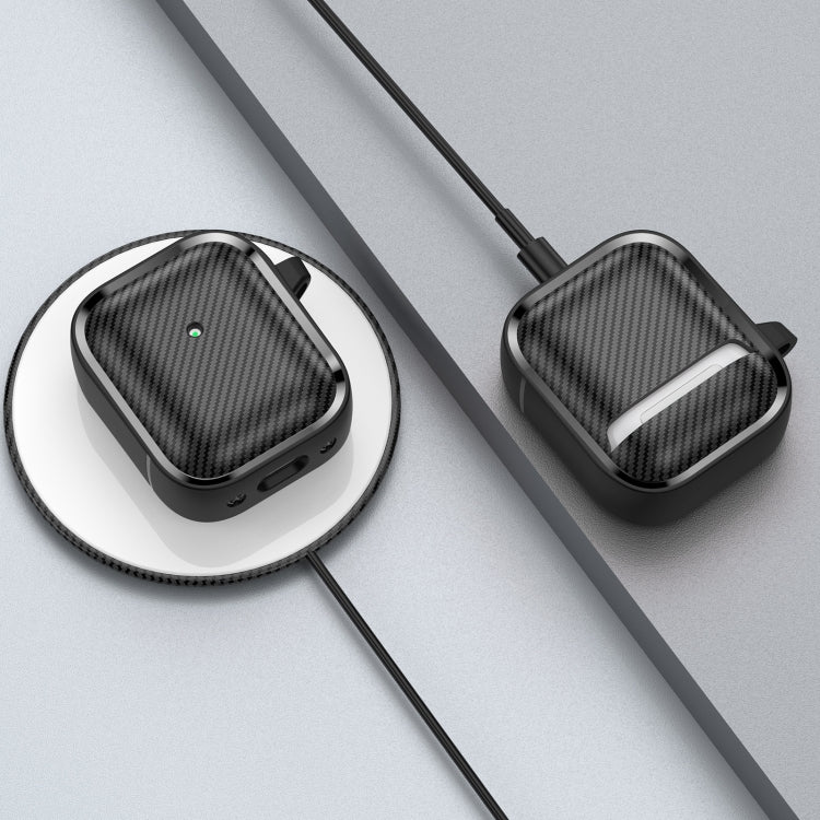 For AirPods 1 / 2 Photo Frame Carbon Fiber Series Earphone Case(Black)