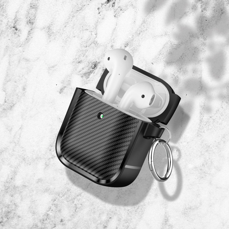 For AirPods 1 / 2 Photo Frame Carbon Fiber Series Earphone Case(Black)