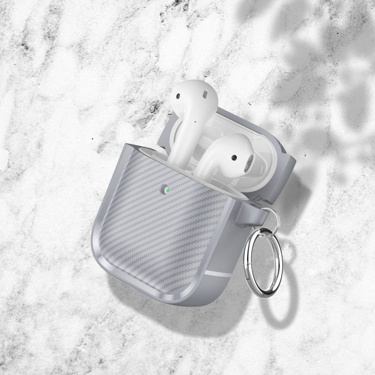 For AirPods 1 / 2 Photo Frame Carbon Fiber Series Earphone Case(Dark Grey)