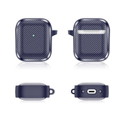 For AirPods 1 / 2 Photo Frame Carbon Fiber Series Earphone Case(Dark Blue)