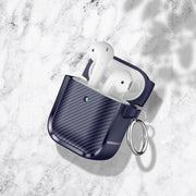 For AirPods 1 / 2 Photo Frame Carbon Fiber Series Earphone Case(Dark Blue)