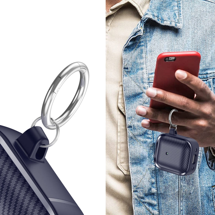 For AirPods 1 / 2 Photo Frame Carbon Fiber Series Earphone Case(Dark Blue)