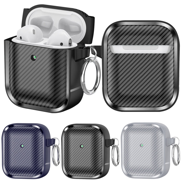 For AirPods 1 / 2 Photo Frame Carbon Fiber Series Earphone Case(Black)