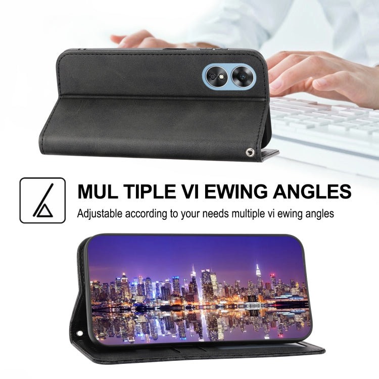 For OPPO Reno8 T 4G Global Cubic Grid Calf Texture Magnetic Leather Phone Case(Black)