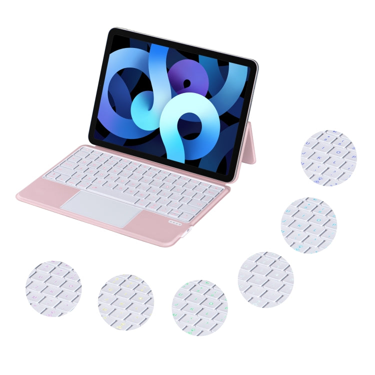 X3125-6D Integrated Thin Magnetic Bluetooth Keyboard Case with Backlight For iPad Air 2022 / Air 2020 10.9 / Pro 11 2018 / 2020 / 2021 / 2022(Pink)
