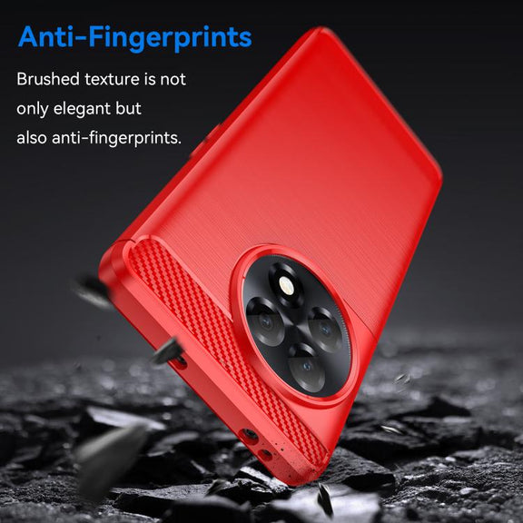 For OnePlus 11R Brushed Texture Carbon Fiber TPU Phone Case(Red)