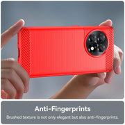 For OnePlus 11R Brushed Texture Carbon Fiber TPU Phone Case(Red)
