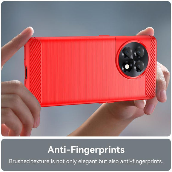 For OnePlus 11R Brushed Texture Carbon Fiber TPU Phone Case(Red)