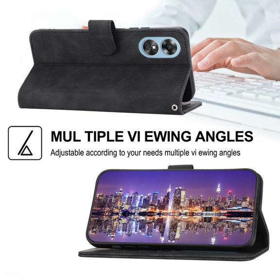 For OPPO Reno8 T 4G Global Dierfeng Dream Line TPU + PU Leather Phone Case(Black)