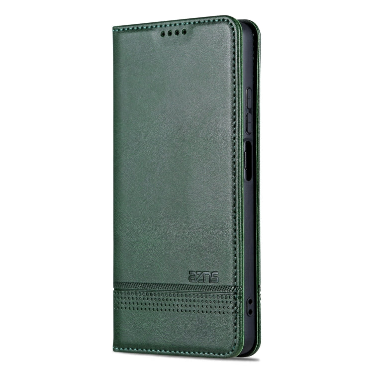 For Honor X50i/90 Lite AZNS Magnetic Calf Texture Flip Leather Phone Case(Dark Green)