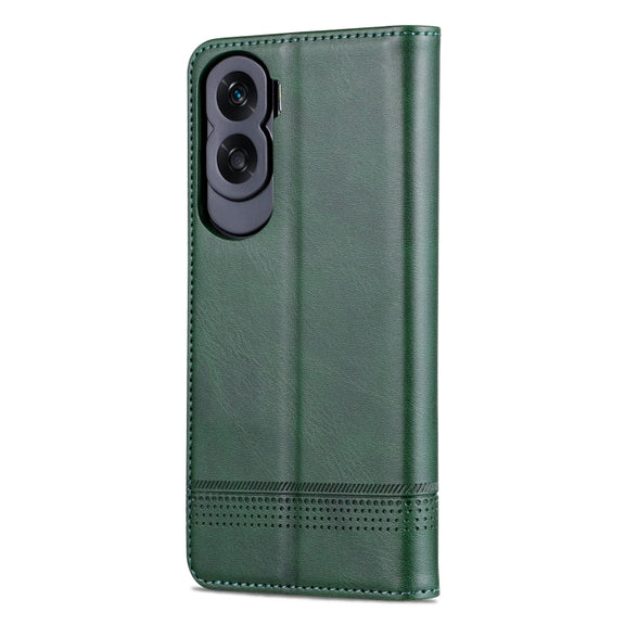 For Honor X50i/90 Lite AZNS Magnetic Calf Texture Flip Leather Phone Case(Dark Green)