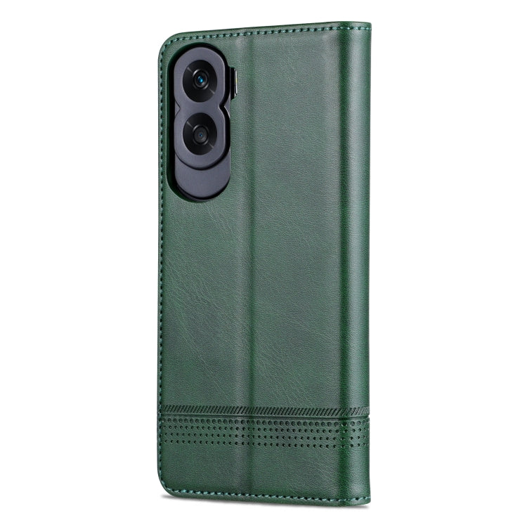 For Honor X50i/90 Lite AZNS Magnetic Calf Texture Flip Leather Phone Case(Dark Green)