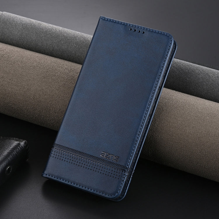 For Honor Magic6 Pro AZNS Magnetic Calf Texture Flip Leather Phone Case(Dark Blue)