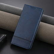 For Honor Magic6 Pro AZNS Magnetic Calf Texture Flip Leather Phone Case(Dark Blue)