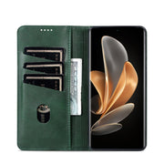 For Honor Magic6 Pro AZNS Magnetic Calf Texture Flip Leather Phone Case(Dark Green)