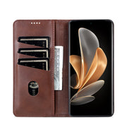 For Honor Magic6 AZNS Magnetic Calf Texture Flip Leather Phone Case(Dark Brown)