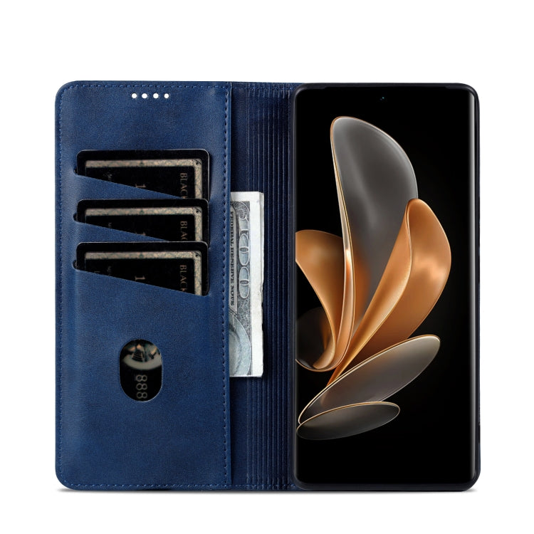 For Honor Magic6 AZNS Magnetic Calf Texture Flip Leather Phone Case(Dark Blue)