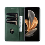 For Honor Magic6 AZNS Magnetic Calf Texture Flip Leather Phone Case(Dark Green)
