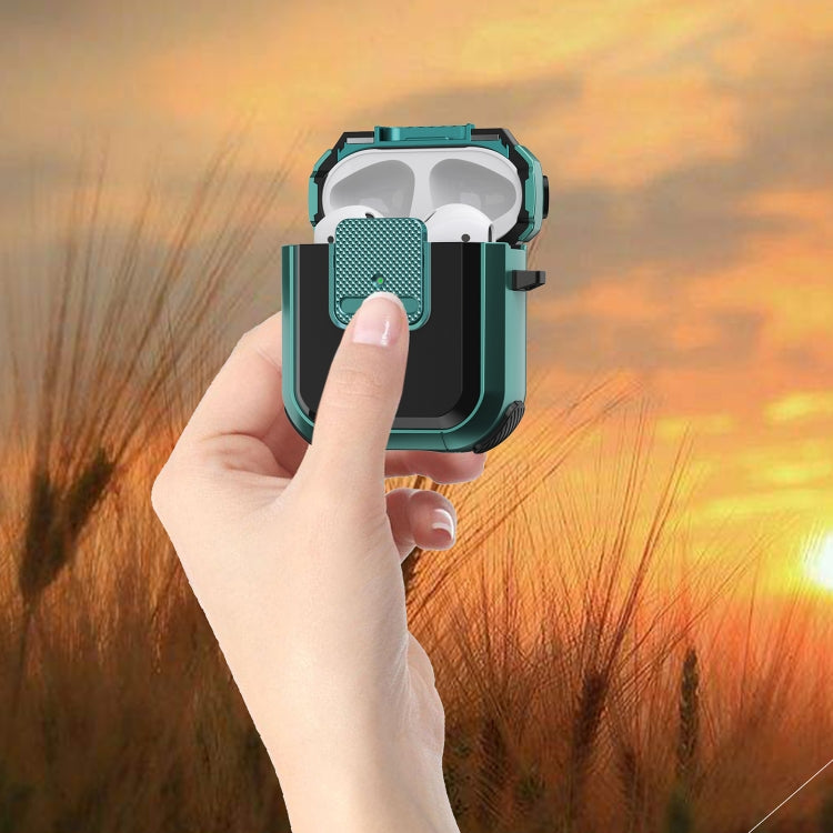 For AirPods 2 / 1 Wireless Earphones Protective Case(Dark Green)