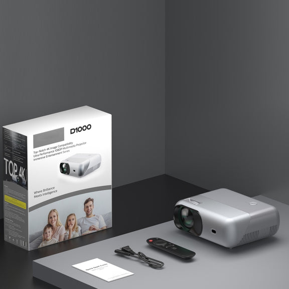 D1000 1920x1080P 320ANSI Lumens Portable Mini LCD LED Smart Projector, Screen Mirroring(UK Plug)