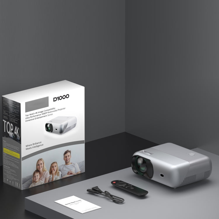D1000 1920x1080P 320ANSI Lumens Portable Mini LCD LED Smart Projector, Screen Mirroring(UK Plug)