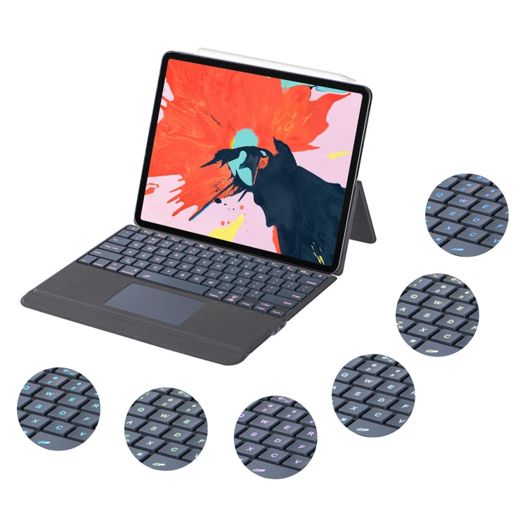 J3129D For iPad Pro 12.9 2022/2021/2020/2018 Backlight Bluetooth Keyboard Leather Case(Black)