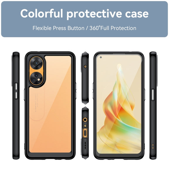 For OPPO Reno8 T 4G Colorful Series Acrylic + TPU Phone Case(Black)