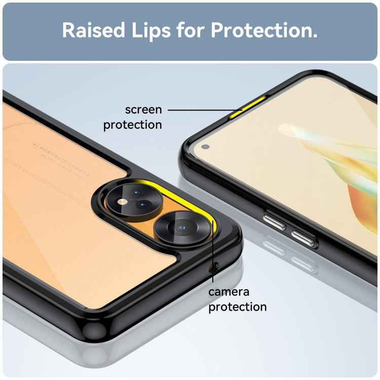 For OPPO Reno8 T 4G Colorful Series Acrylic + TPU Phone Case(Black)